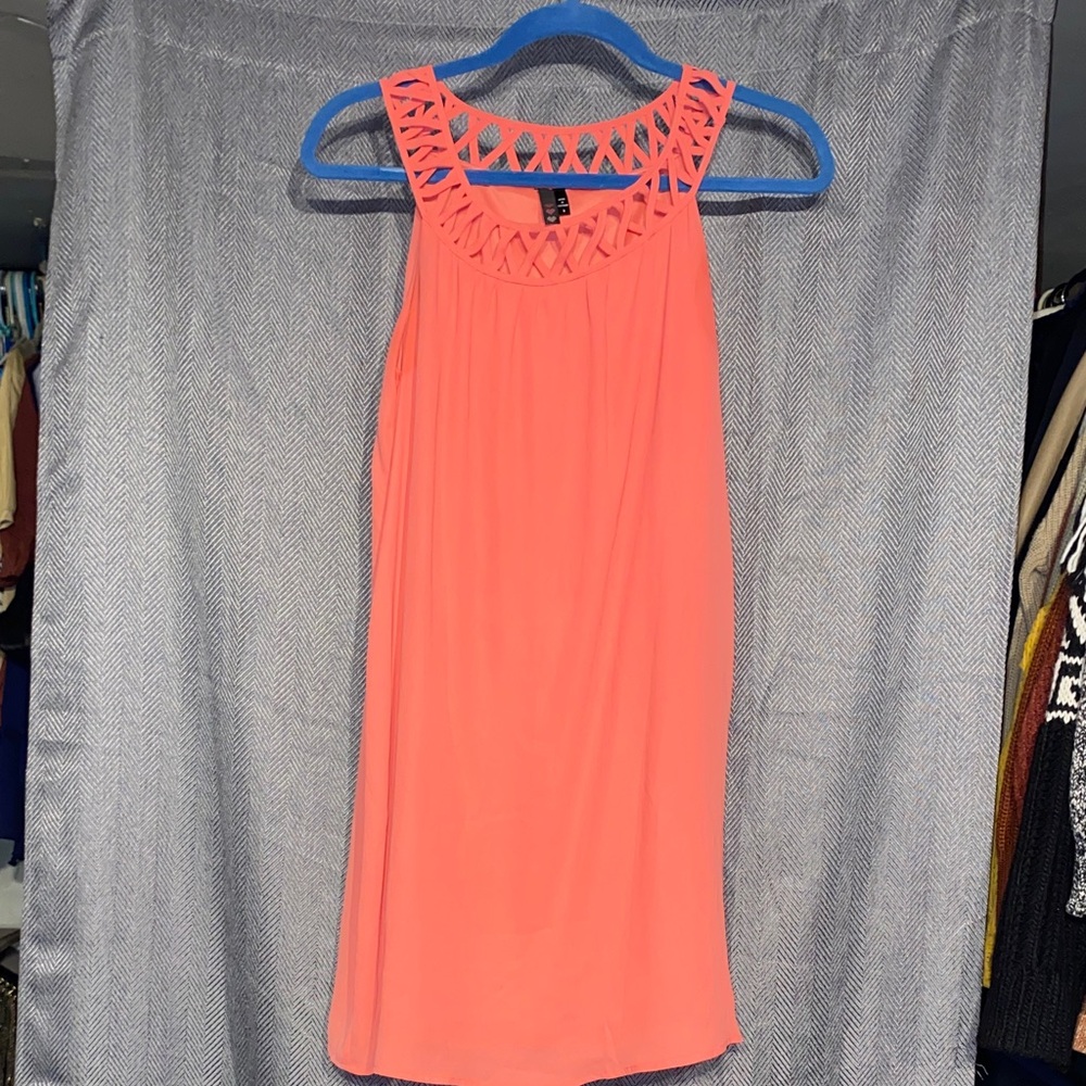 Elegant Coral Sleeveless Mini Dress